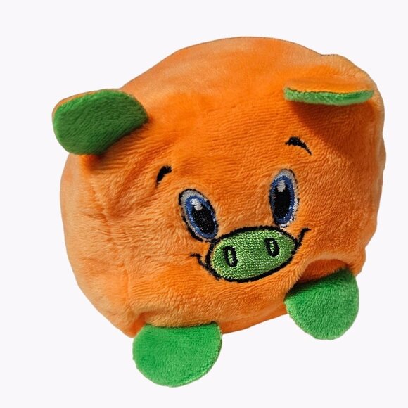 Kellytoy Pig 4 inch Plush Orange Green Square Block Farm Stuffed Animal Toy - Picture 1 of 6